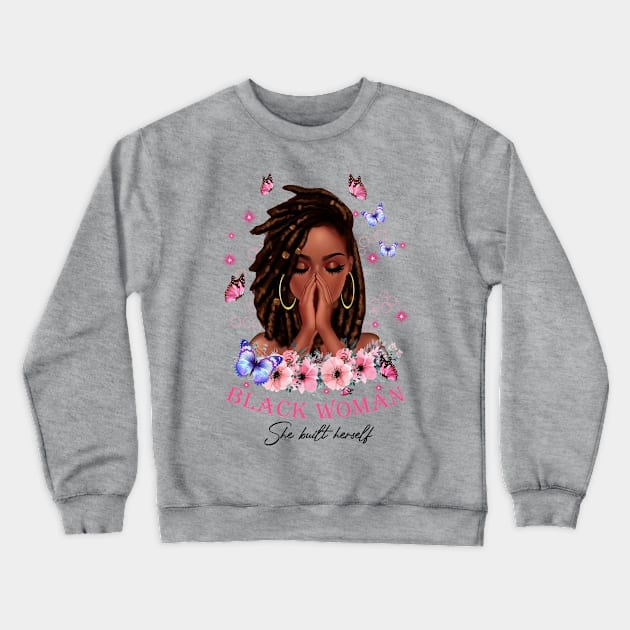 She built herself, Black Girl, Black Girl Magic, Black Women Crewneck Sweatshirt by UrbanLifeApparel